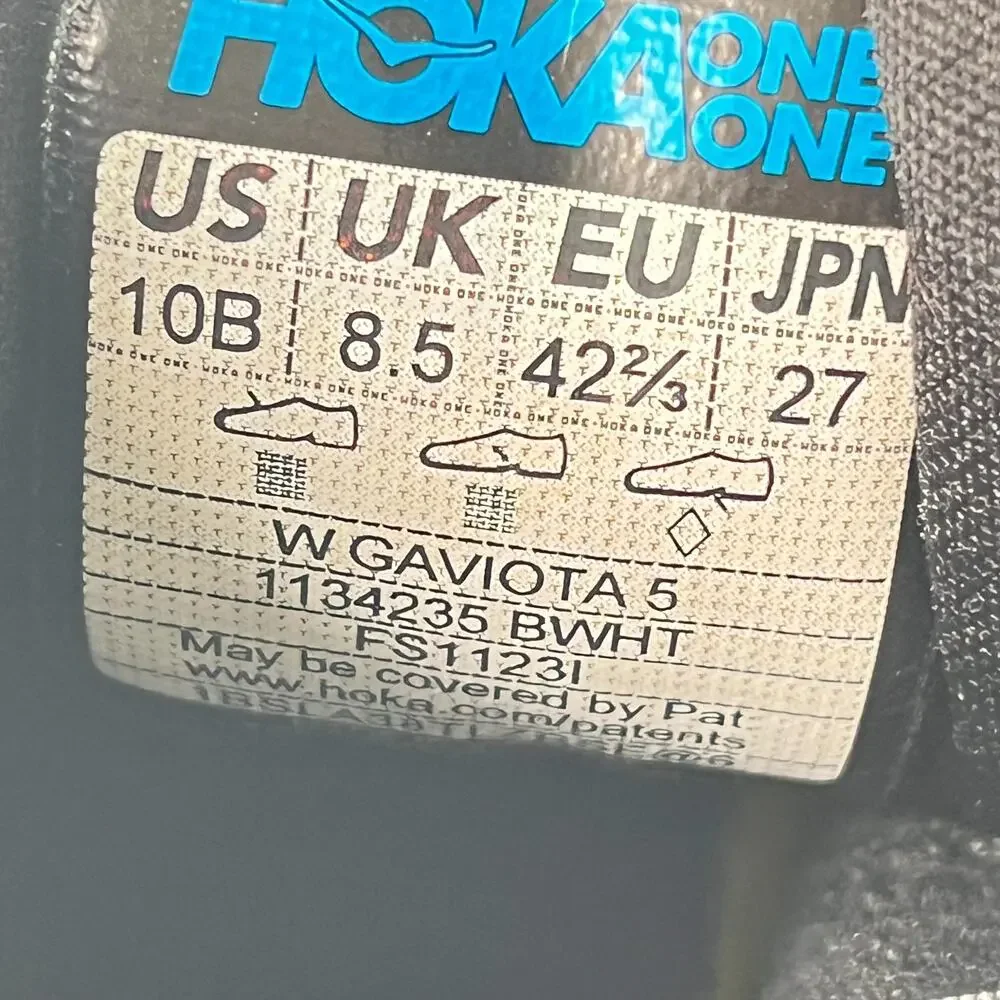 HOKA Gaviota 5 Black White Stability Running Shoes 1134235-BWHT Womens Size 10B
